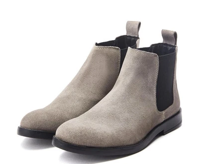 Stivaletti Moda in Pelle Uomo Grigio Nero Classici Chelsea Eleganti Casual Taglia 9 - Immagine 1 di 4