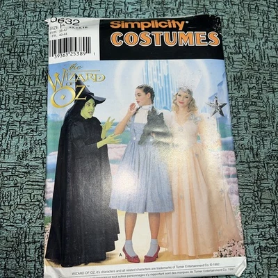 SIMPLICITY 0632 MISSES WIZARD OF OZ COSTUME PATTERN Dorothy Witches Uncut 2001 - Image 1 of 3