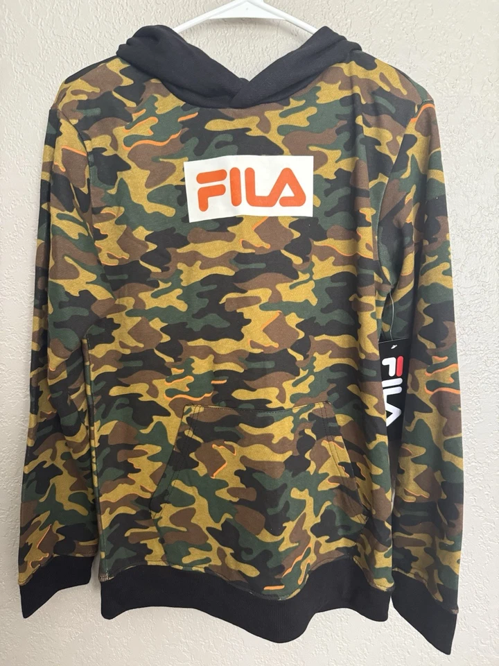 Sudadera con Capucha Fila Logo Camuflaje Manga Larga Pullover Niños Talla L 14-16 NUEVO Foto 1 de 4