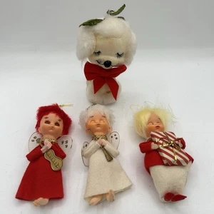MCM CHRISTMAS ORNAMENT LOT 3 Sleepy Angels & Sleepy Dog All W/Japan Stickers - Picture 1 of 9