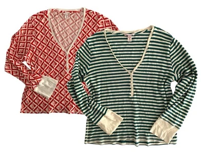 Lote De 2 Tops Térmicos Henley Rojo + Verde VICTORIAS SECRET XXL Acogedor Navidad Foto 1 de 4
