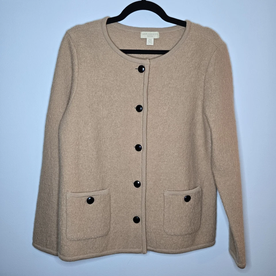 Cárdigan con botones 100 % lana Apoleseeds para mujer PM tostado Foto 1 de 4