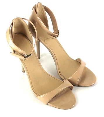 {MOSSIMO} Salto/bombas/sapatos bege alça de tornozelo vegana 4,5" no salto ~7,5/M - Imagem 1 de 4