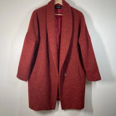 Abrigo Chepe Italia Mujer S Rojo Mezcla Lana Alpaca Chaquetón Gran Tamaño Informal Artístico Foto 1 de 4