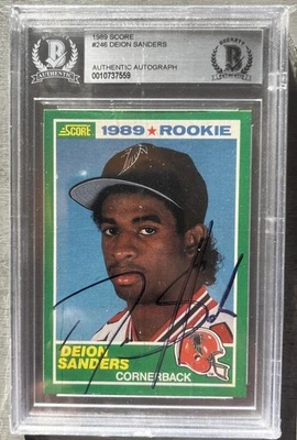 🔥🟥Deion Sanders⬛️🔥1989 Puntuación #246 Tarjeta de Novato RC BGS BAS en Tarjeta Automática Foto 1 de 4
