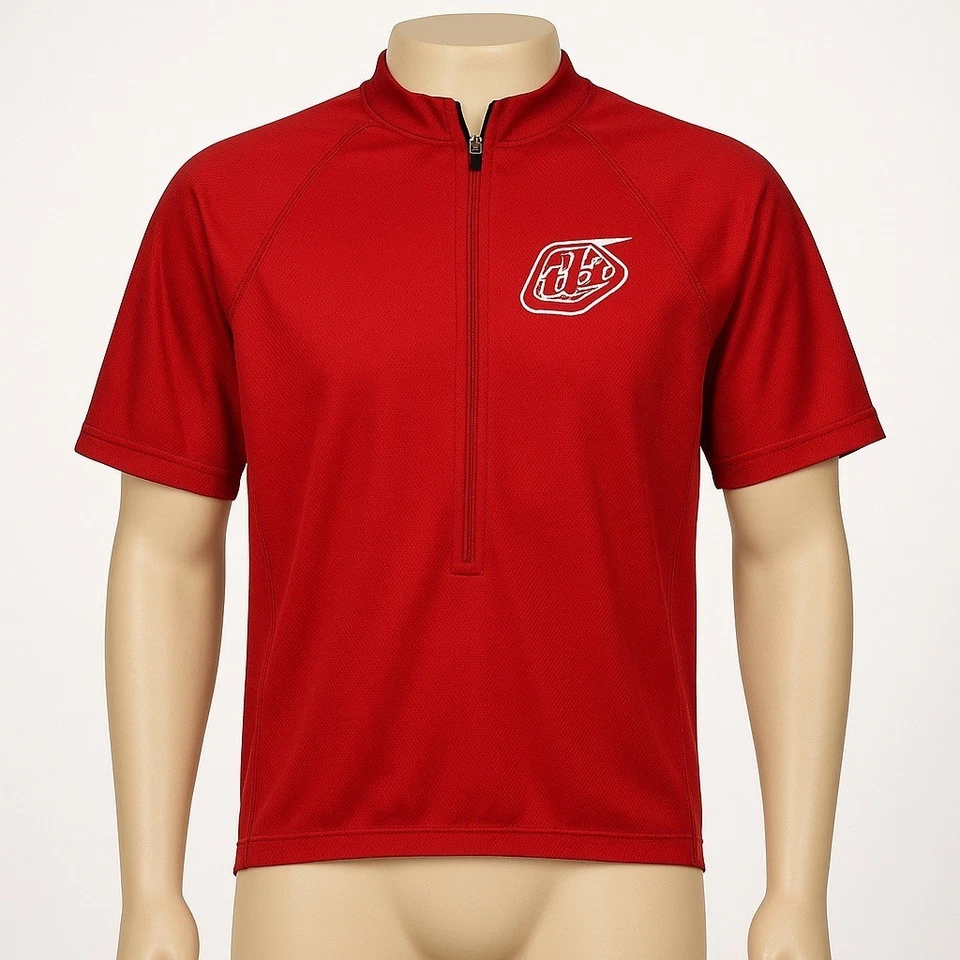 Camiseta deportiva de ciclismo Troy Lee Designs roja manga corta para hombre bolsillos grandes cremallera frontal Foto 1 de 4