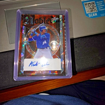 2023 LEAF METAL ""NOBLE CRACKED ICE" #N-AC1 AUSTIN CHARLES RC AUTO 2/6 - ROYALS - Image 1 of 3