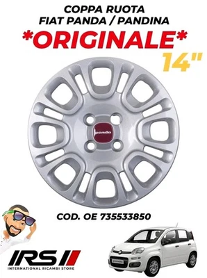 FCA FIAT COPPA RUOTA COPRICERCHIO ORIGINALE FIAT PANDA DAL 2012 DIAM.14" OE 735533850