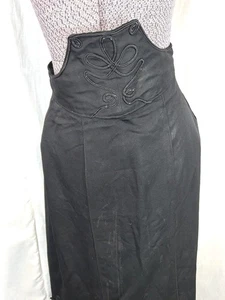 antiker Rock edwardianisch schwarz Twill hoch dekorativ 26 Taille Reparatur Original  - Bild 1 von 7