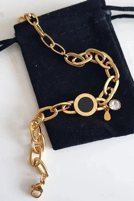 Edles BETTEL ARMBAND 925 Silber Charm Zirkonia GOLD ARMKETTE Armreif Anhänger - Bild 1 von 4