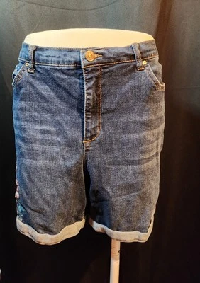 Pantalones Cortos Bestie Vintage Blues America Talla 16 Bordados Flores Foto 1 de 3