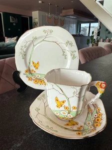 Royal Stafford Butterfly Trio Set – Cup, Saucer & Plate –Hand Painted Bone China - Picture 1 of 22
