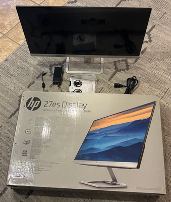 HP 27es Full HD 27" LED Ultra Thin Widescreen Color Monitor Complete Great Cond. - Image 1 of 4
