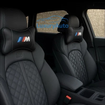 BMW M-Sport Neck Pillow | Headrest Cushion Support | Black | M-Sport Logo - Image 1 of 4