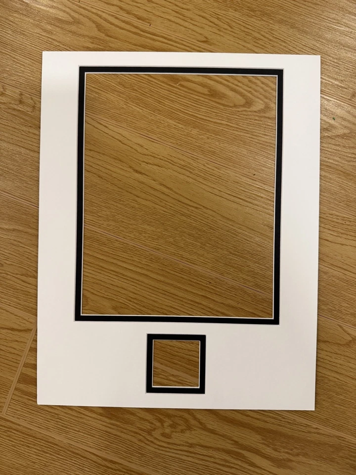 Doble acoplamiento de corte personalizado para marco de 11x14 - se adapta a foto de 8x10 y jersey de 2x2 pulgadas Foto 1 de 1