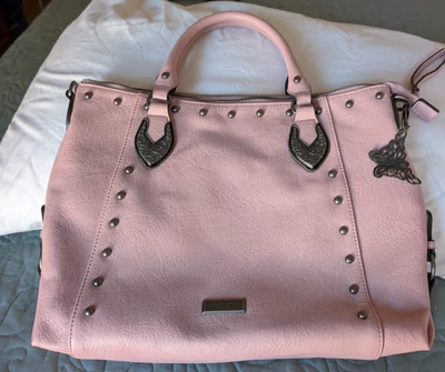Jessica Simpson Asher Women's Satchel, Pink w/studs & Butterfly - Image 1 of 4