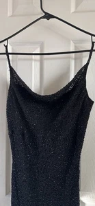 Vintage schwarz Perlen Neckholder Slip Maxikleid Spaghettiträger komplett gefüttert MARINA 3 - Bild 1 von 13