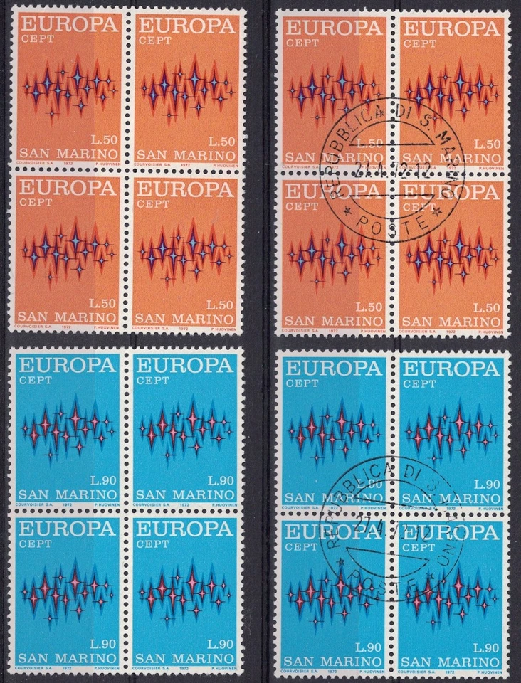 Europa CEPT - 1972 San Marino - Full set of 2 - Blocks of 4, MNH & CTO VF - Image 1 of 1