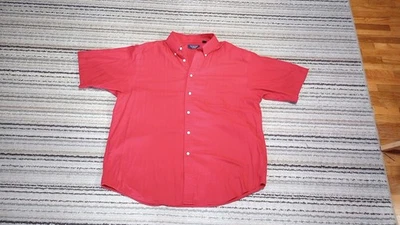 Roundtree & Yorke Red XL Short Sleeve Shirt Mens Cotton Blend Buttondown collar - Image 1 of 3