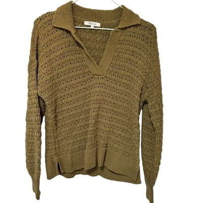 Suéter Polo Madewell Para Mujer Cuello Sunbury Medio Verde Tejido Abierto Informal Foto 1 de 4