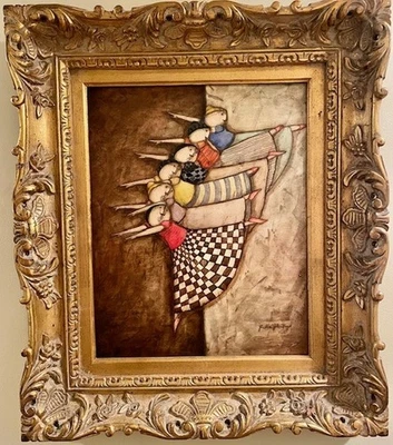 Vintage  Ballerina Ballet Dancers Oil Painting Framed (28 x 24) - Image 1 of 2
