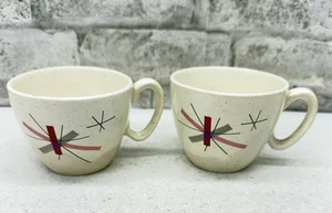 2 Vintage Salem MCM Coffee Cups and Saucers Atomic Design Hopscotch Pink - Picture 1 of 5