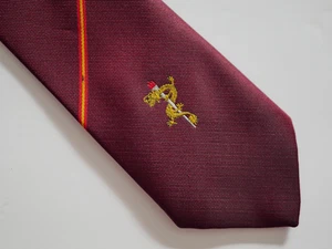 Wing Wai Company Men's Purple Striped Polyester Skinny Tie Dragon on Torch Logo - Picture 1 of 7