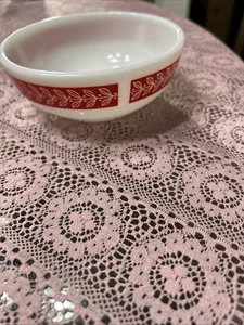 FIRE-KING #350 REVEL RED Laurel Rim Cereal Bowl Milk Glass Anchor Hocking EUC - Picture 1 of 5