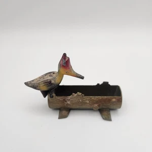 Rare 1950’s Woodpecker on Log Metal Cast Iron Toothpick Holder Dispenser Read - Picture 1 of 12