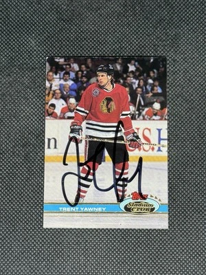 Trent Yawney 1991 Stadium Club Chicago Blackhawks Signed Auto Card #205 ~ COA - Image 1 of 3