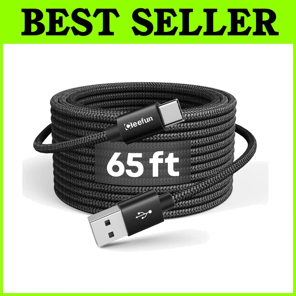 Long 65ft USB-A to Type C Charger Cord - 3A Fast Charge - Image 1 of 4