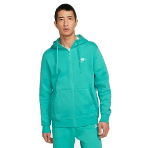 Nike Sportswear Club Fleece Washed Teal/White BV2645-392 Men's Full-zip Hoodie - Picture 1 of 6
