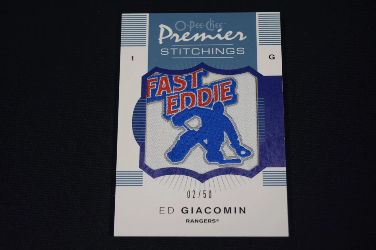 Ed Giacomin 2007-08 O-Pee-Chee Premier Stitchings Patch Blue /50