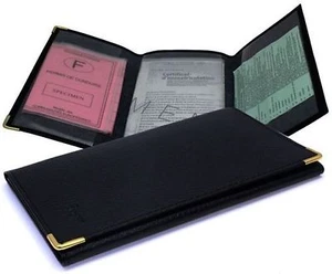 Étui Pochette Carte Grise Permis Cuir Emplacements Cartes - Imagen 1 de 20