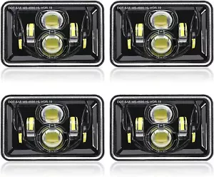 4pcs LED Headlights 4x6" For Kenworth T800 T400 T600 W900B W900L Classic 120 - Foto 1 di 11