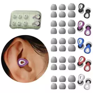 Silicone Sleeping Ear Plugs Waterproof Noise Cancelling Comfortable w/ Case - Picture 1 of 17
