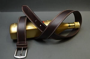 CINTURON HOMBRE CASUAL MARRON 35 MM GENUINO CUERO HECHO MANO UBRIQUE MA LEATHER - Imagen 1 de 9