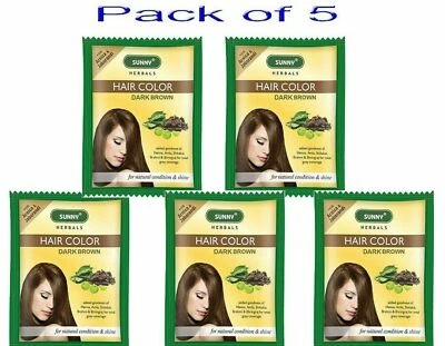 Color de pelo marrón oscuro Baksons Sunny Herbals con árnica, henna, shikakai 20 gm Foto 1 de 4