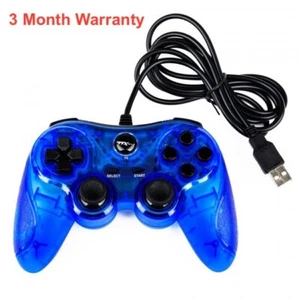 TTX Tech PC and PlayStation 3 PS3 USB Wired Controller Brand New Clear Blue - Picture 1 of 4