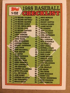 1988- Topps- Baseball Checklist- MINT - Picture 1 of 2