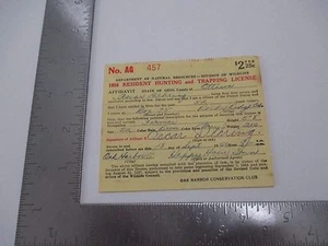 Vintage 1956 Ohio Resident Hunting & Trapping License Oscar Dehring S2558 - Bild 1 von 2