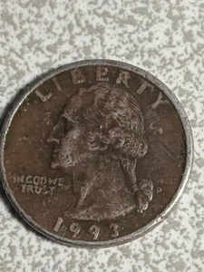 1993 P Washington Quarter Error Coin (Missing Clad/Other) - Bild 1 von 4