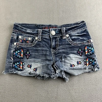 Pantalones Cortos GRACE IN LA Para Mujer Talla 25 Azul Denim Bordado Corte Elastizado Informal Foto 1 de 4