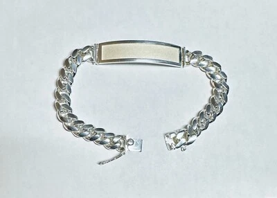 Sterling Silver 9mm Handmade Miami Cuban Link Hinged Bezel ID 8.5" Bracelet - Image 1 of 4