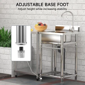 Free Standing Sink, Stainless Steel Utility Sink with Pull-Out Faucet - Picture 1 of 11