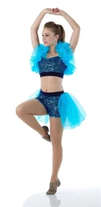 Starstruck Adult Medium Dance Costume Ruffled Crop Top & Skirted Shorts - Picture 1 of 3