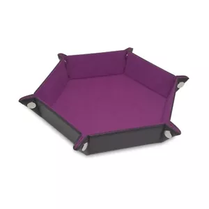 BCW Hexagon Dice Tray Plum Purple Suede Dungeons Dragon Pathfinder PU Leather - Picture 1 of 3
