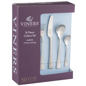 Viners Darwin 18 10 Stainless Steel 16 Piece For Four Place Settings Cutlery Set - Picture 1 of 2