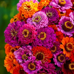 Zinnia PURPLE DREAM MIX w/ Red Double Blooms Butterflies Hummingbirs 100 Seeds! - Picture 1 of 11