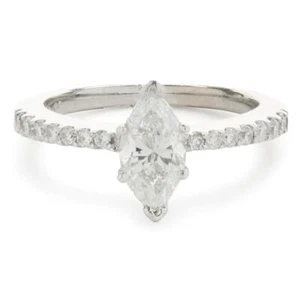 18 Karat White Gold Marquise Cut Diamond Engagement Ring - Picture 1 of 4
